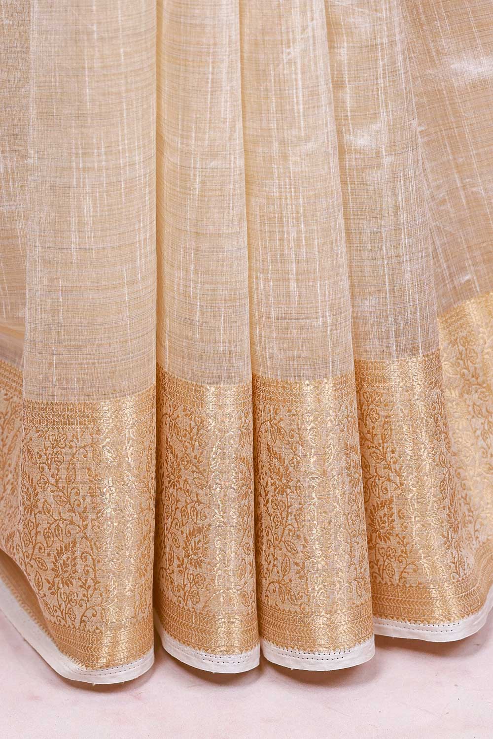 Cream Semi Tussar Saree