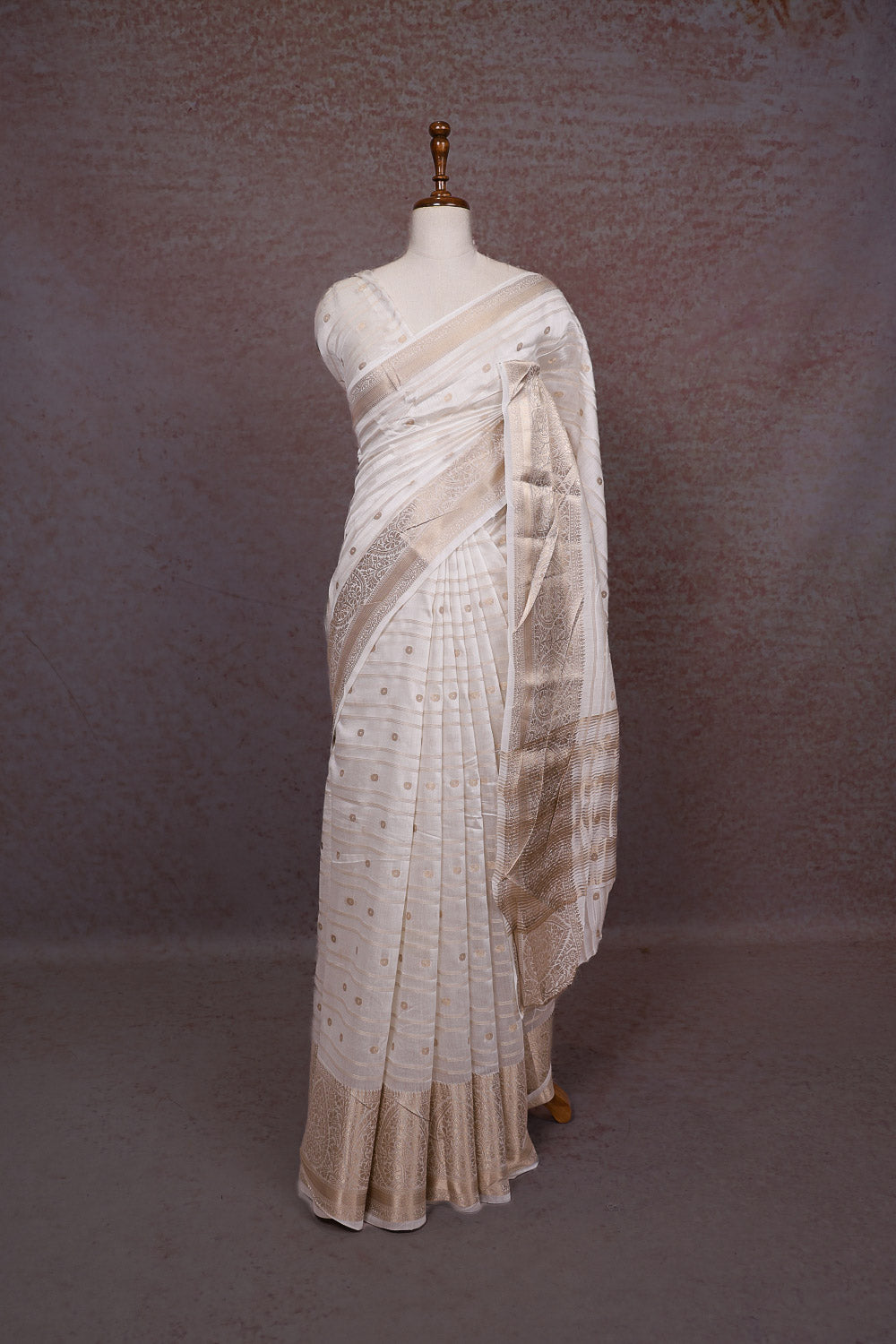 Cream Semi Tussar Saree