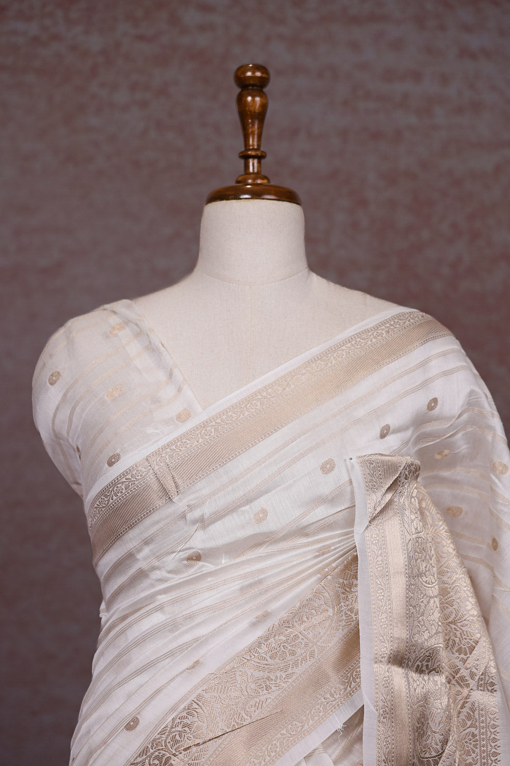Cream Semi Tussar Saree