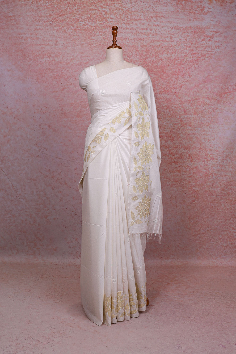 Cream Semi Jute Saree