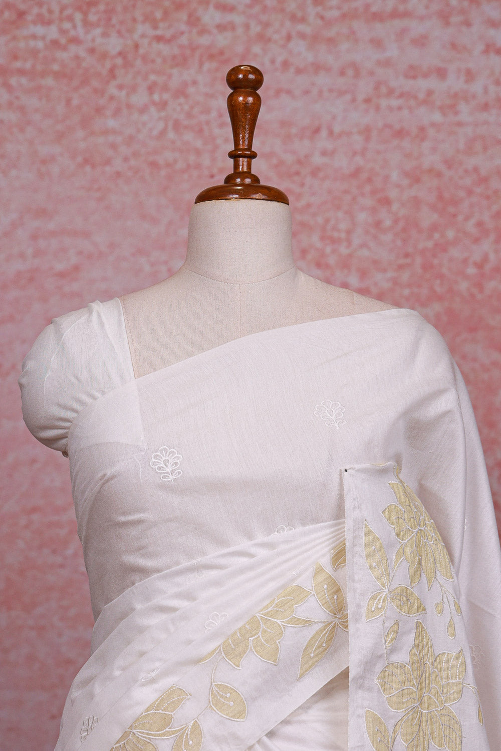 Cream Semi Jute Saree