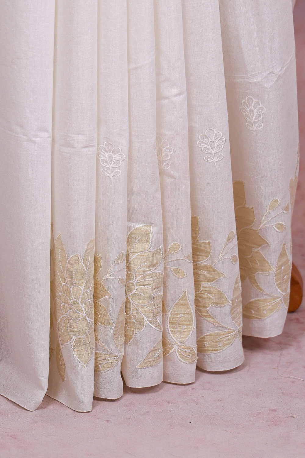 Cream Semi Jute Saree