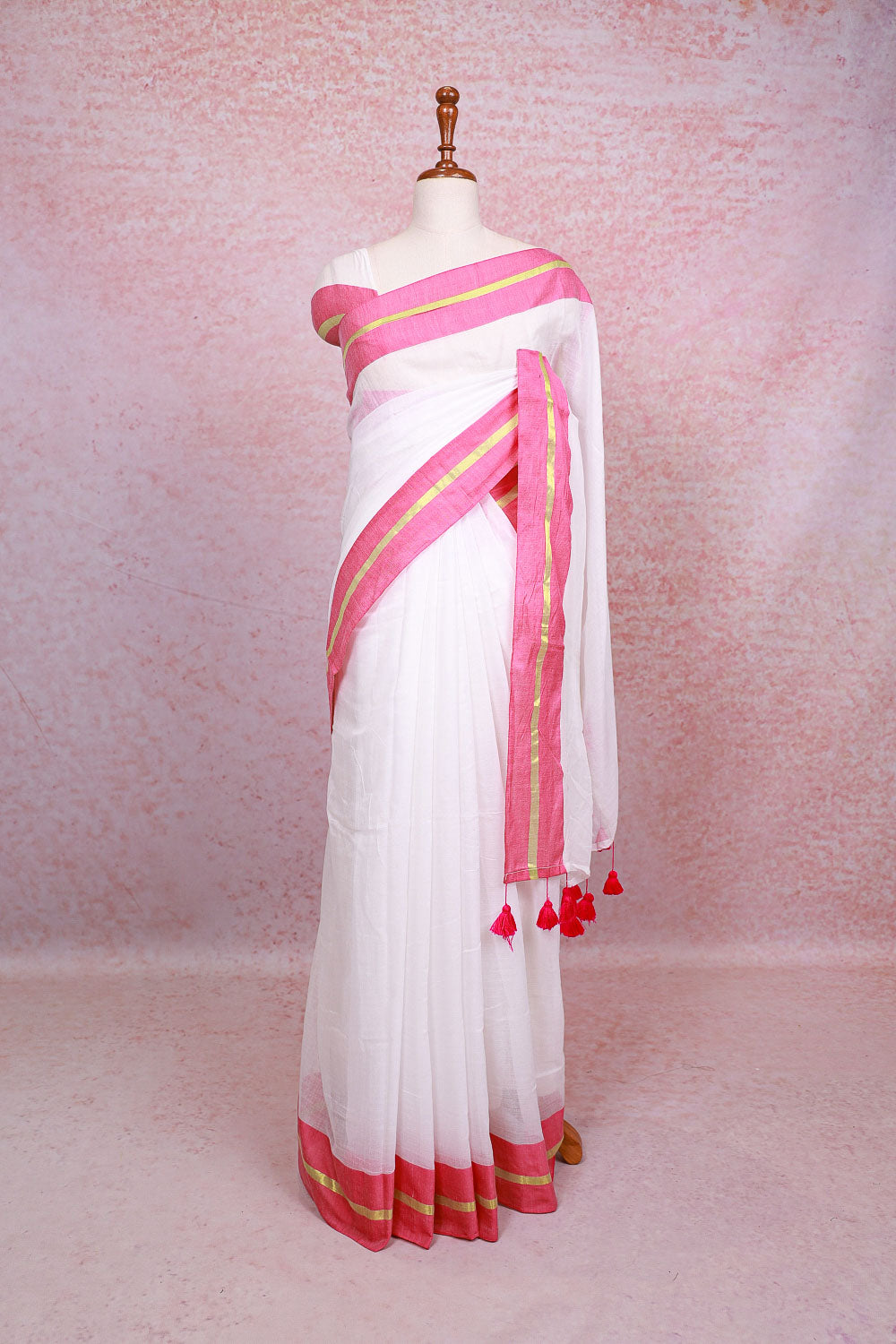 White Mul Cotton Saree