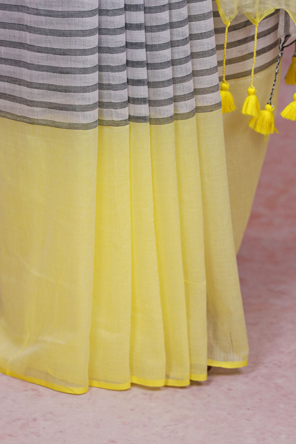 Light Ash Mul Cotton Saree