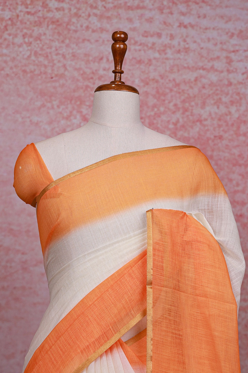 Cream  Semi Linen Saree