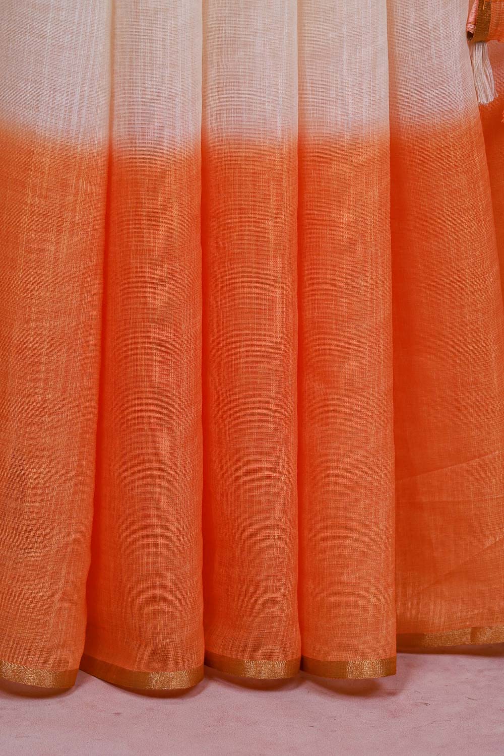 Cream  Semi Linen Saree