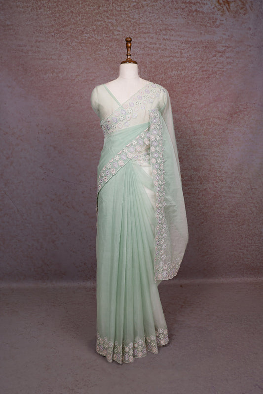 Pista Green Organza Saree