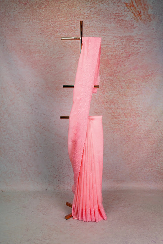 Peach Crush Organza Saree