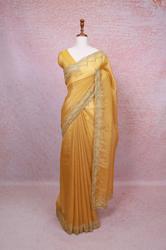 Yellow Crush Organza Saree