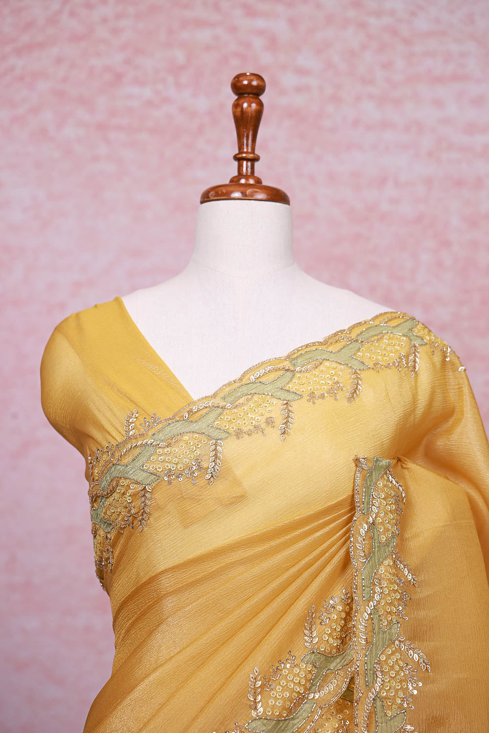 Yellow Crush Organza Saree