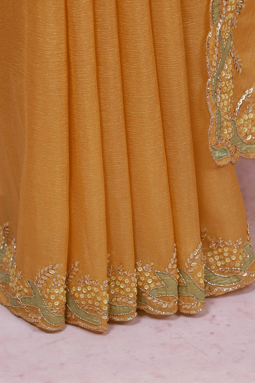 Yellow Crush Organza Saree