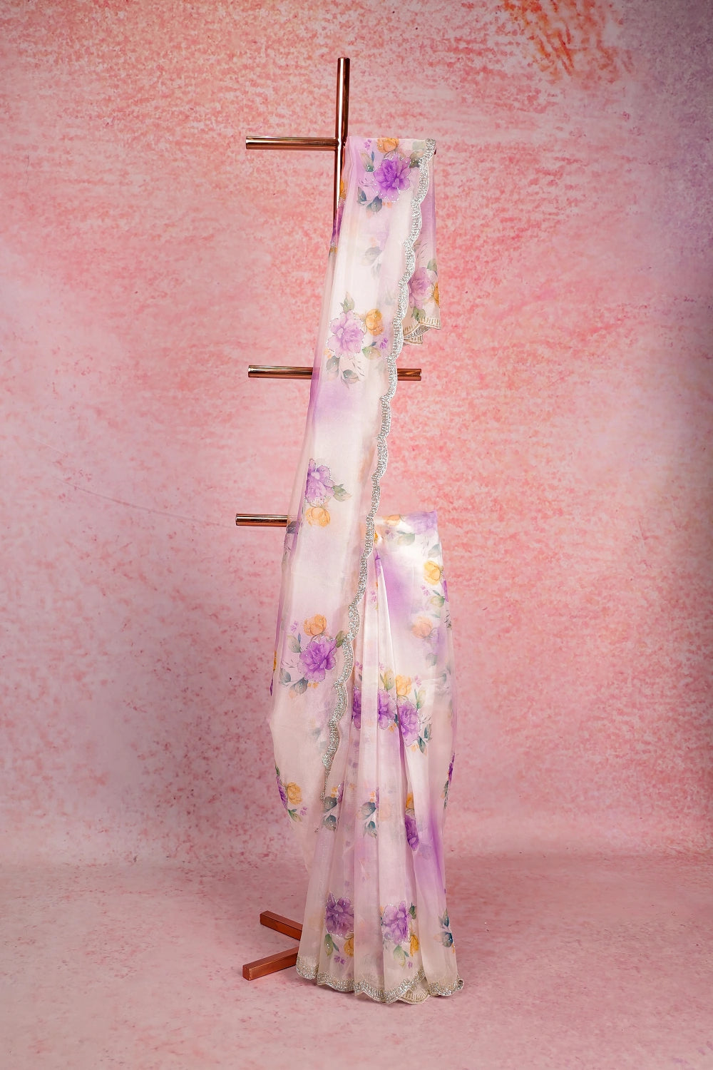 White Glass Organza Saree