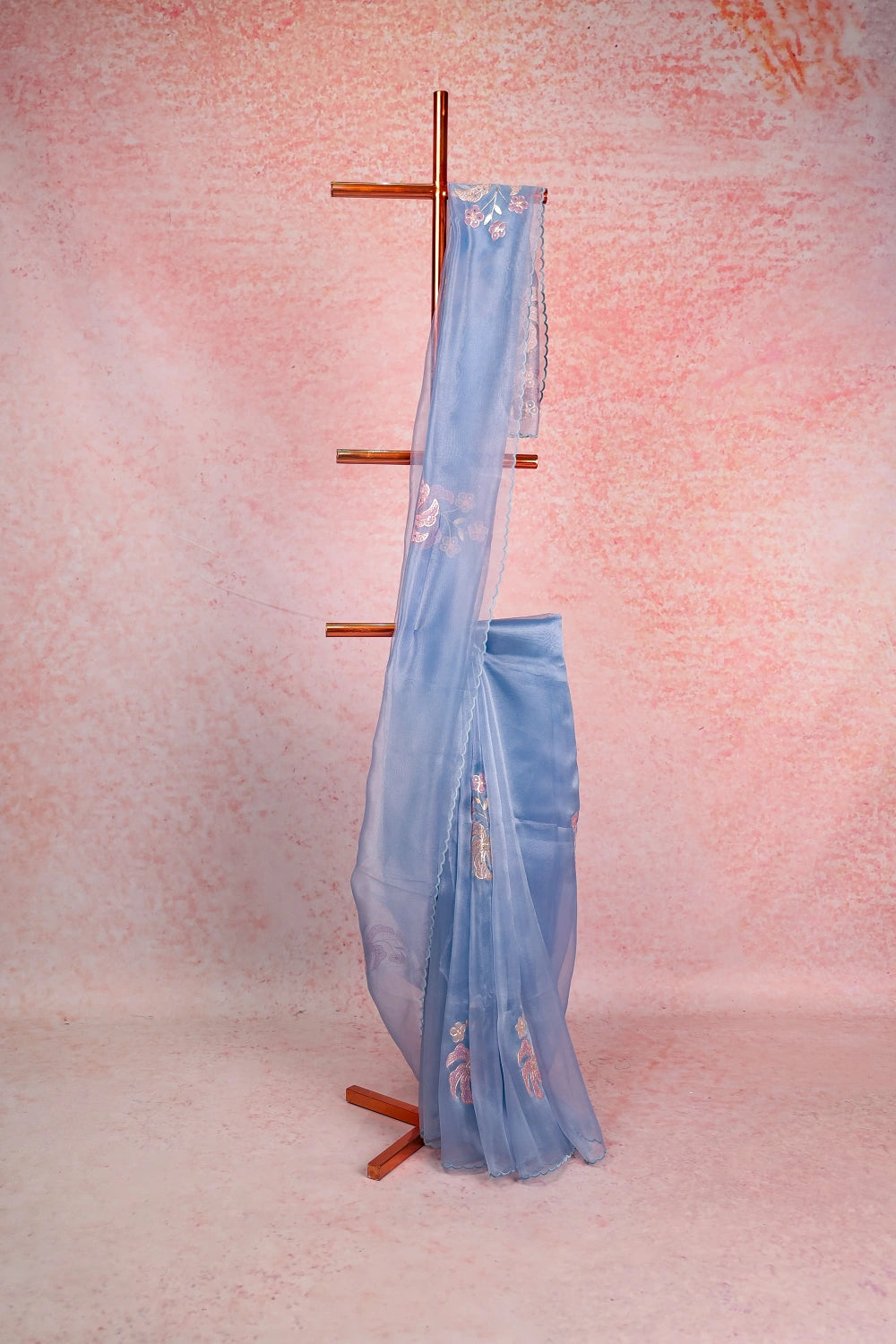 Powder Blue Glass Organza Saree