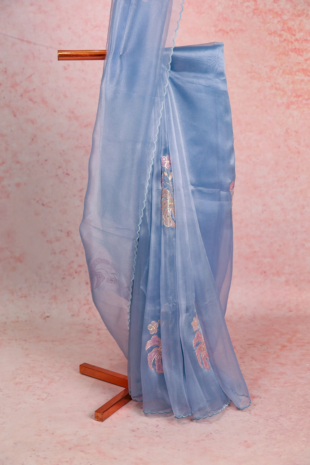 Powder Blue Glass Organza Saree