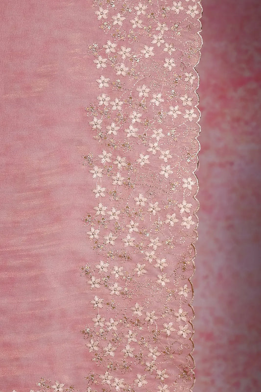 Peach Tissue Organza Saree