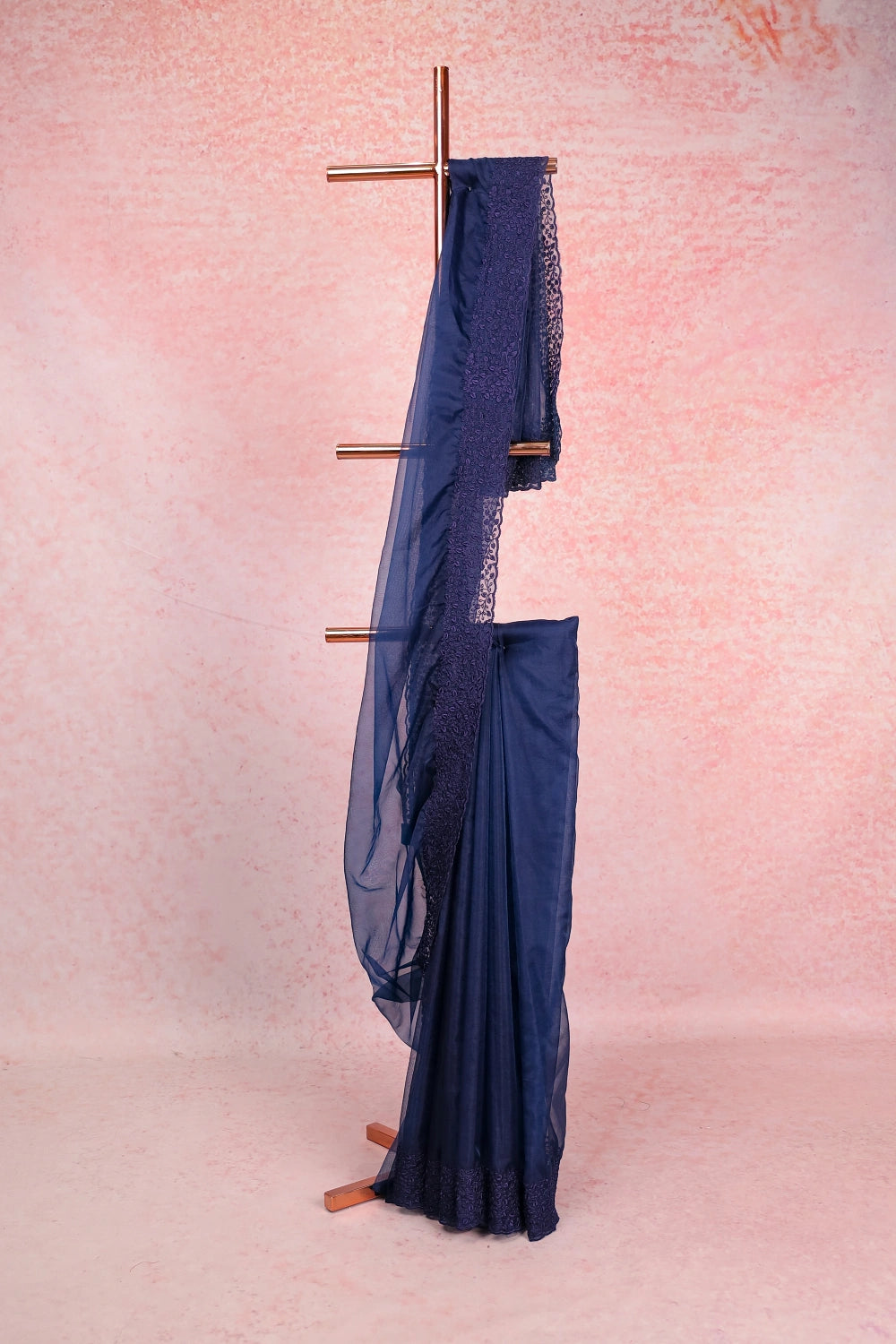 Navy Blue Organza Saree