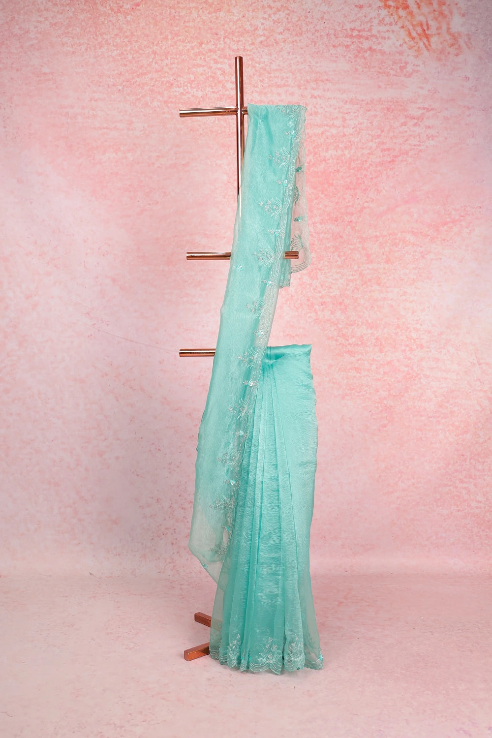 Light Green Crush Organza Saree