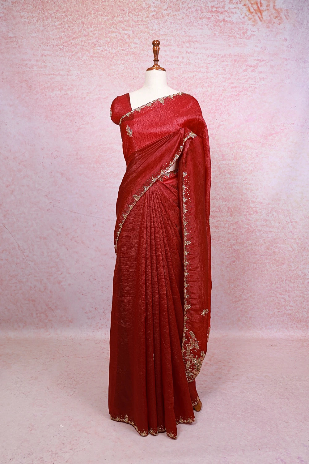 Maroon Crush Organza Saree