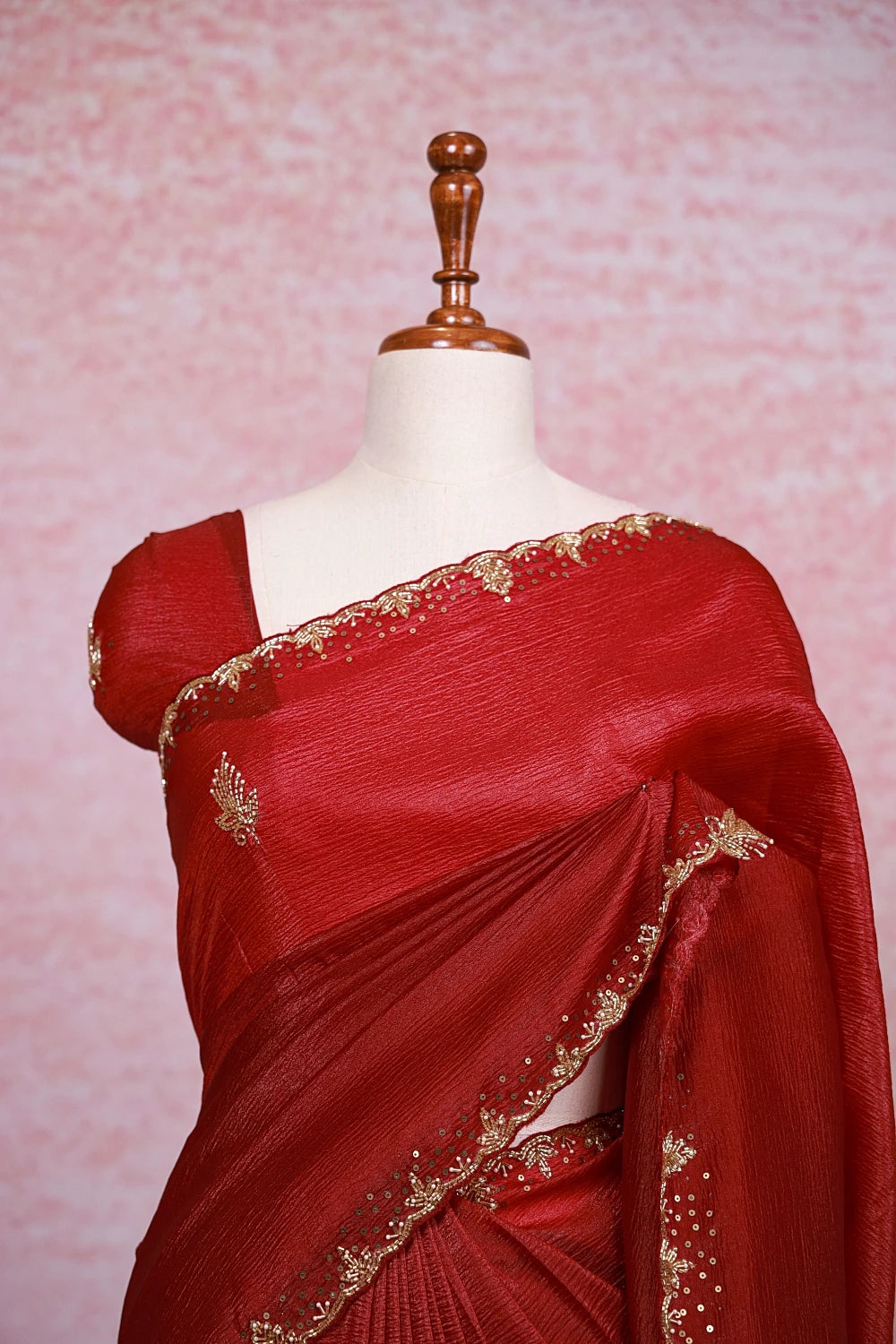 Maroon Crush Organza Saree