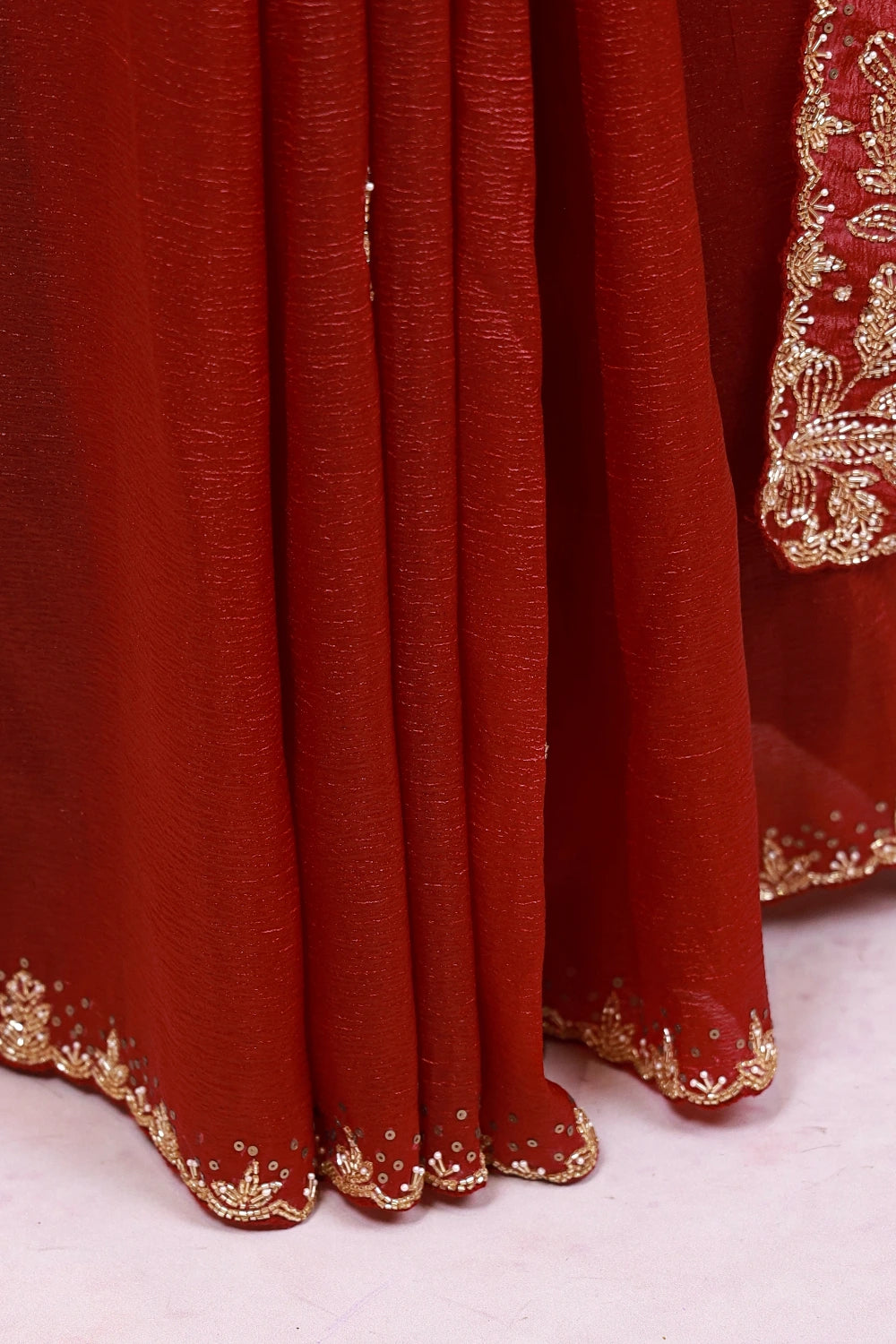 Maroon Crush Organza Saree