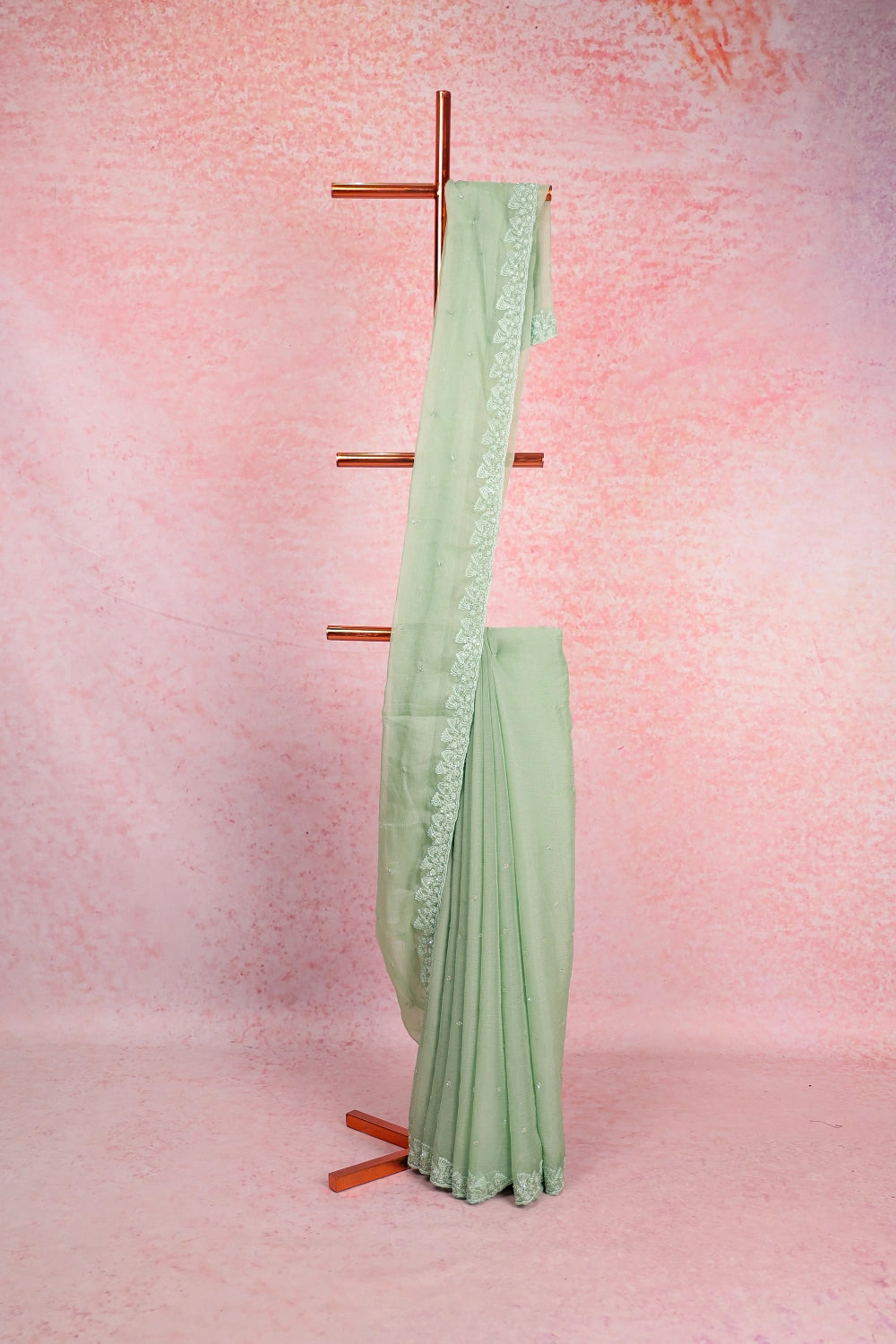 Pista Green Crush Organza Saree