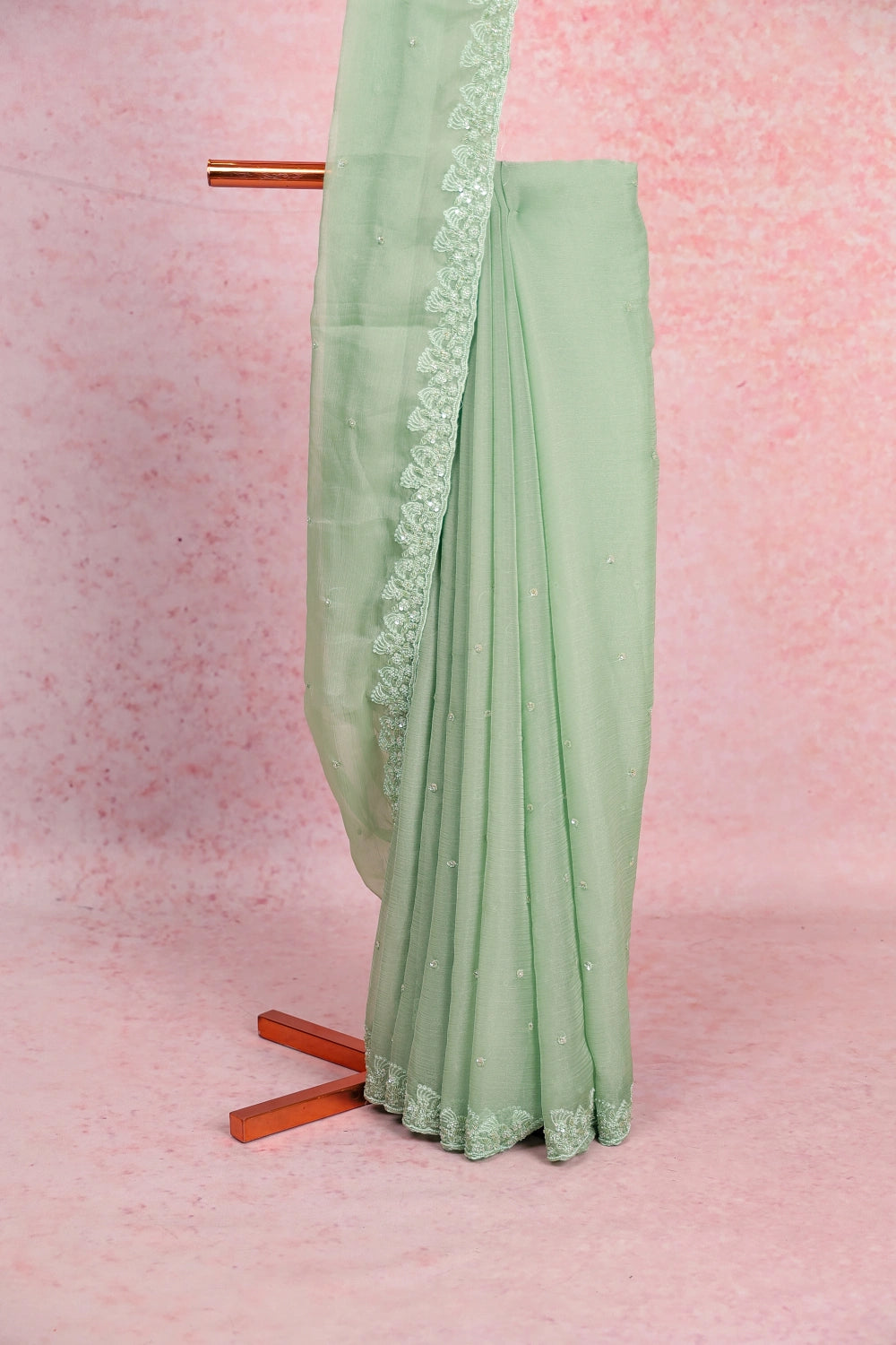 Pista Green Crush Organza Saree
