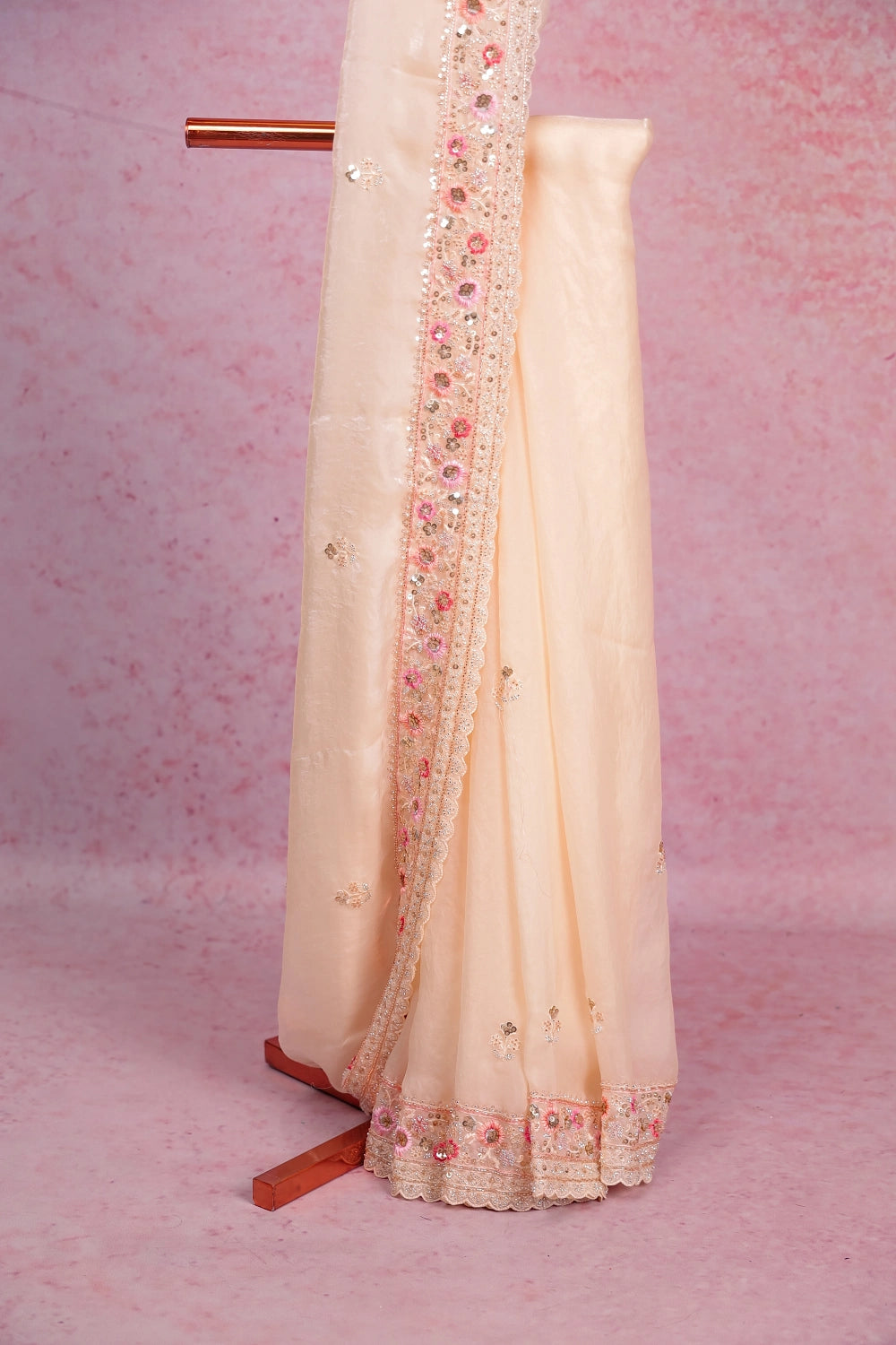 Cream Organza Saree