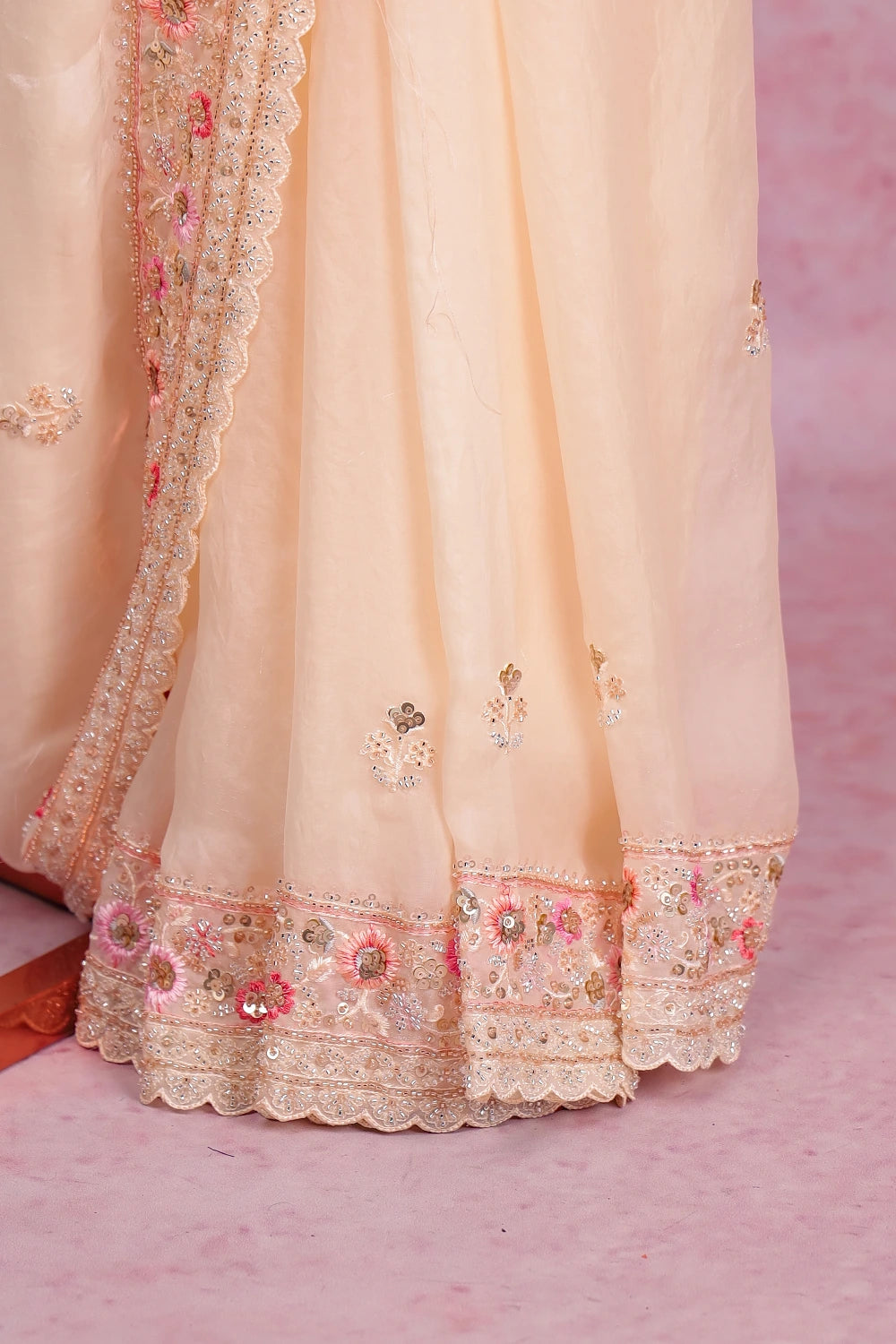 Cream Organza Saree