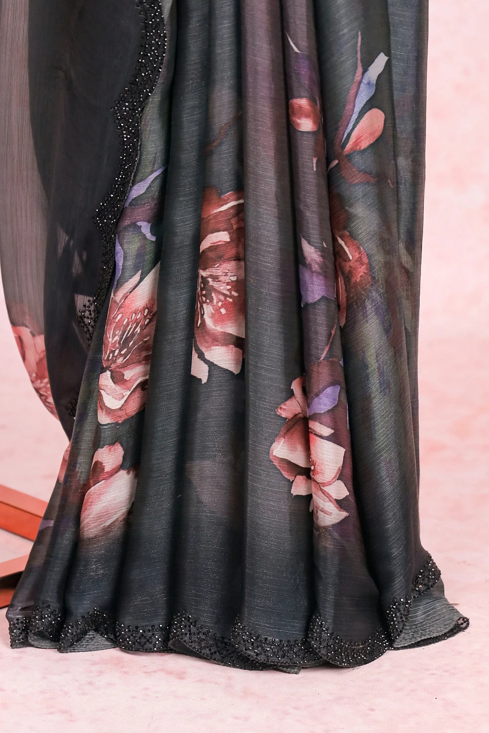 Dark Ash Organza Saree
