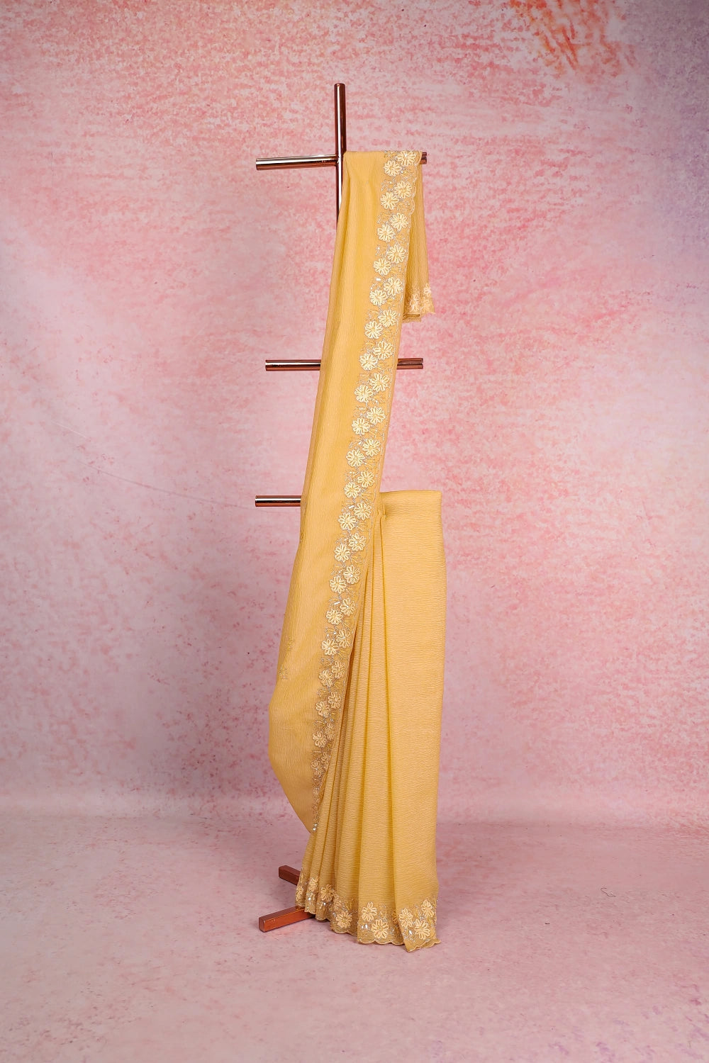 Yellow Crush Organza Saree