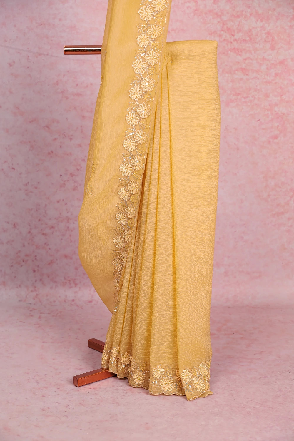 Yellow Crush Organza Saree
