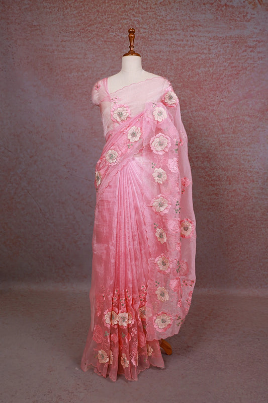 Rose Organza Saree - Seematti