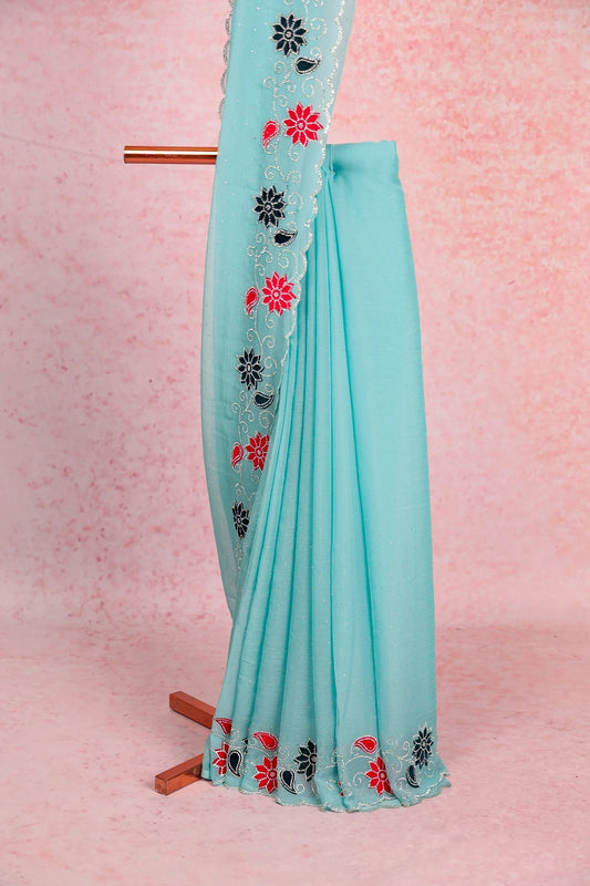 Sea Green Crush Organza Saree