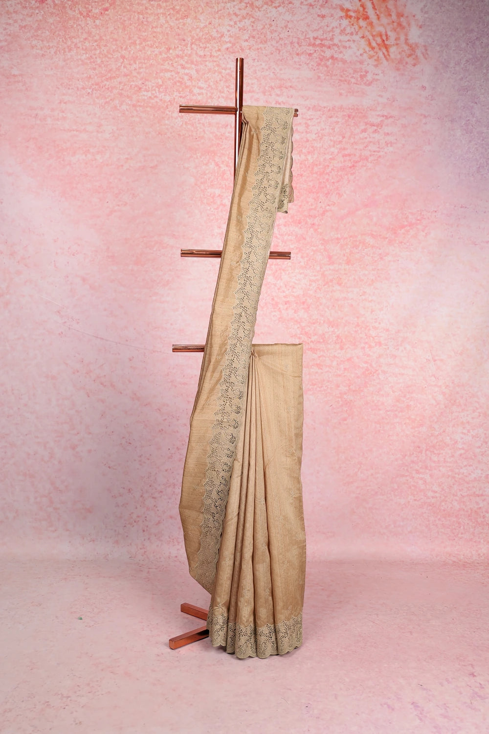 Green Beige Semi Tussar Saree