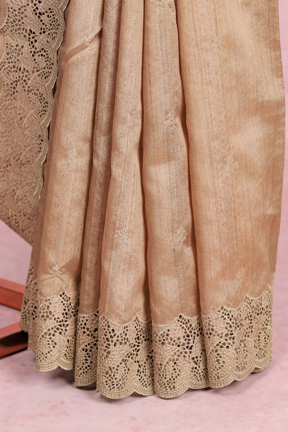 Green Beige Semi Tussar Saree