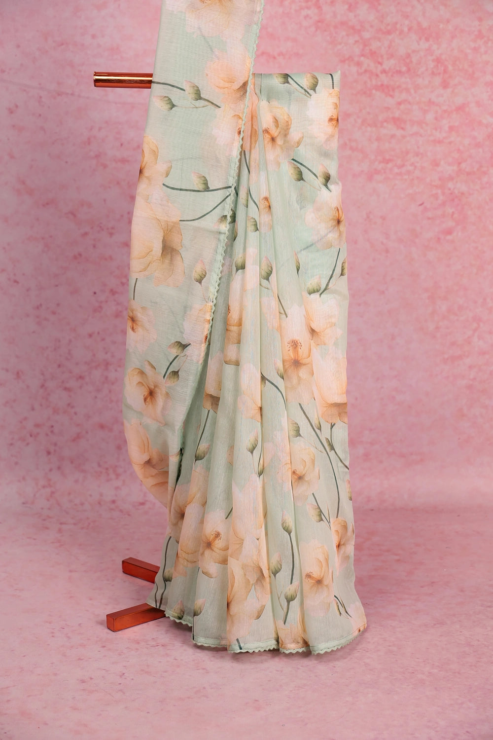 Tea Green Semi Linen Saree