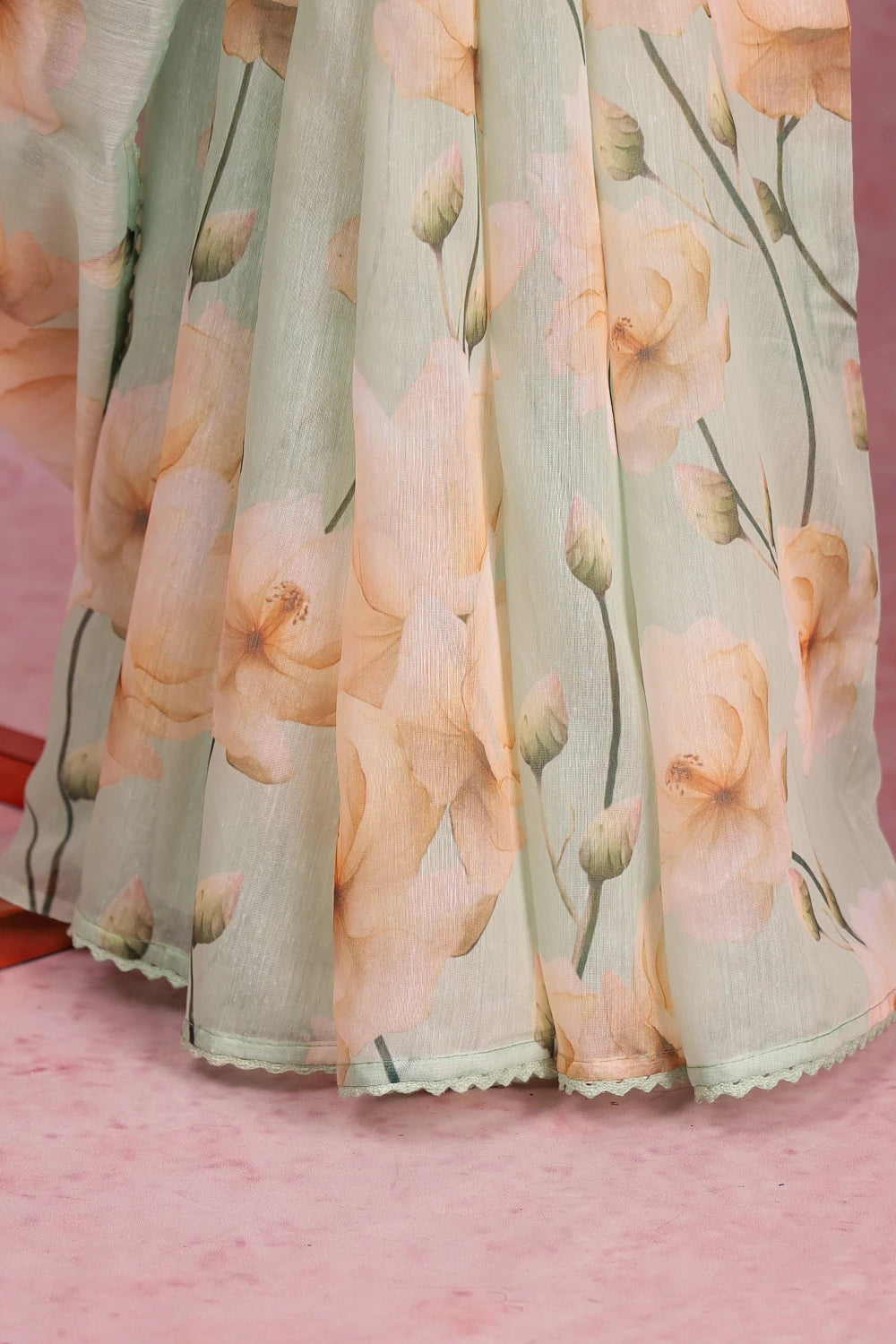 Tea Green Semi Linen Saree