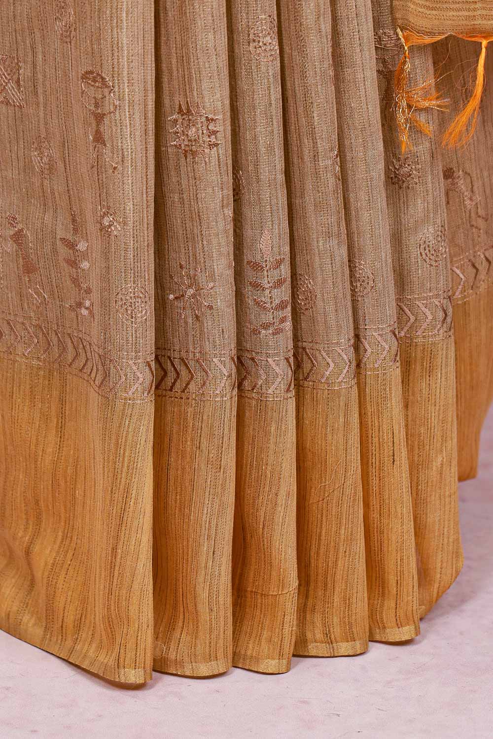 Golden Yellow Semi Jute Saree
