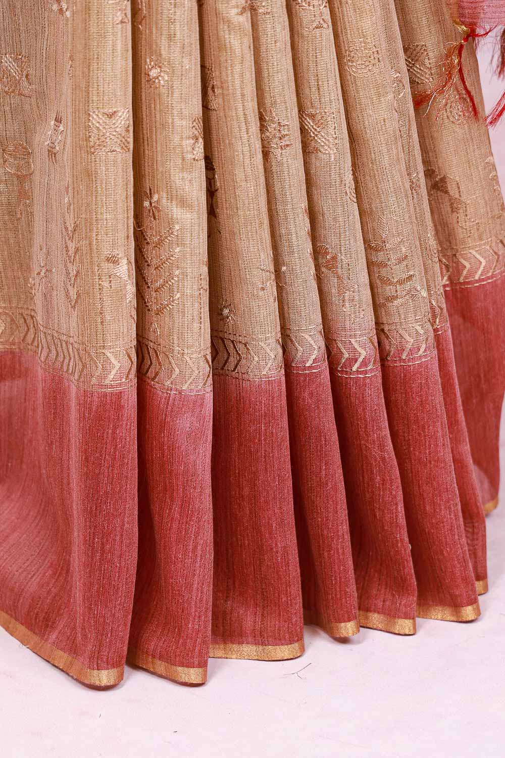 Beige  Semi Tussar Saree