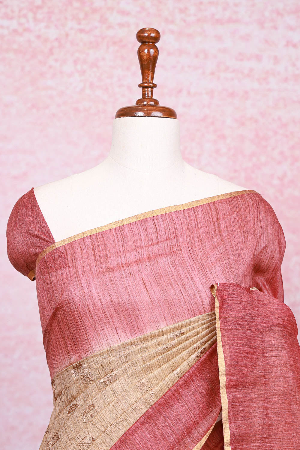 Beige  Semi Tussar Saree