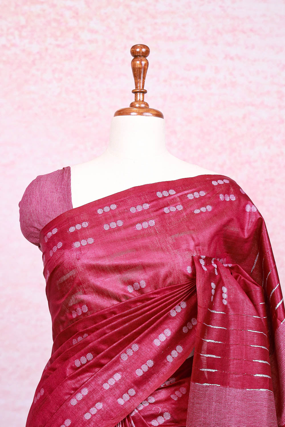 Dark Wine Semi Tussar Saree