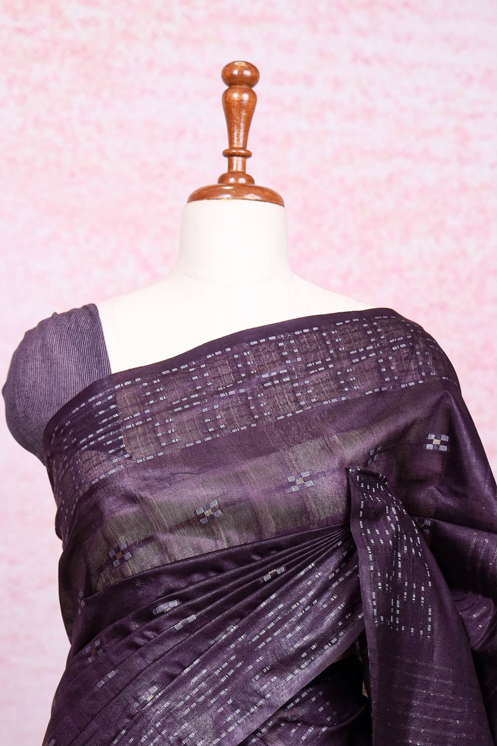 Grape Color Semi Tussar Saree