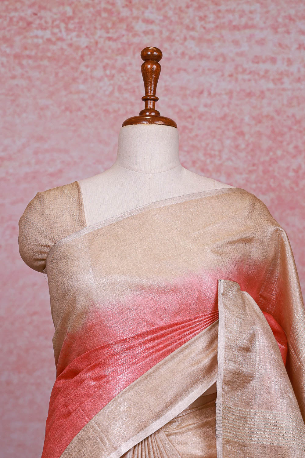 Peach Semi Tussar Saree
