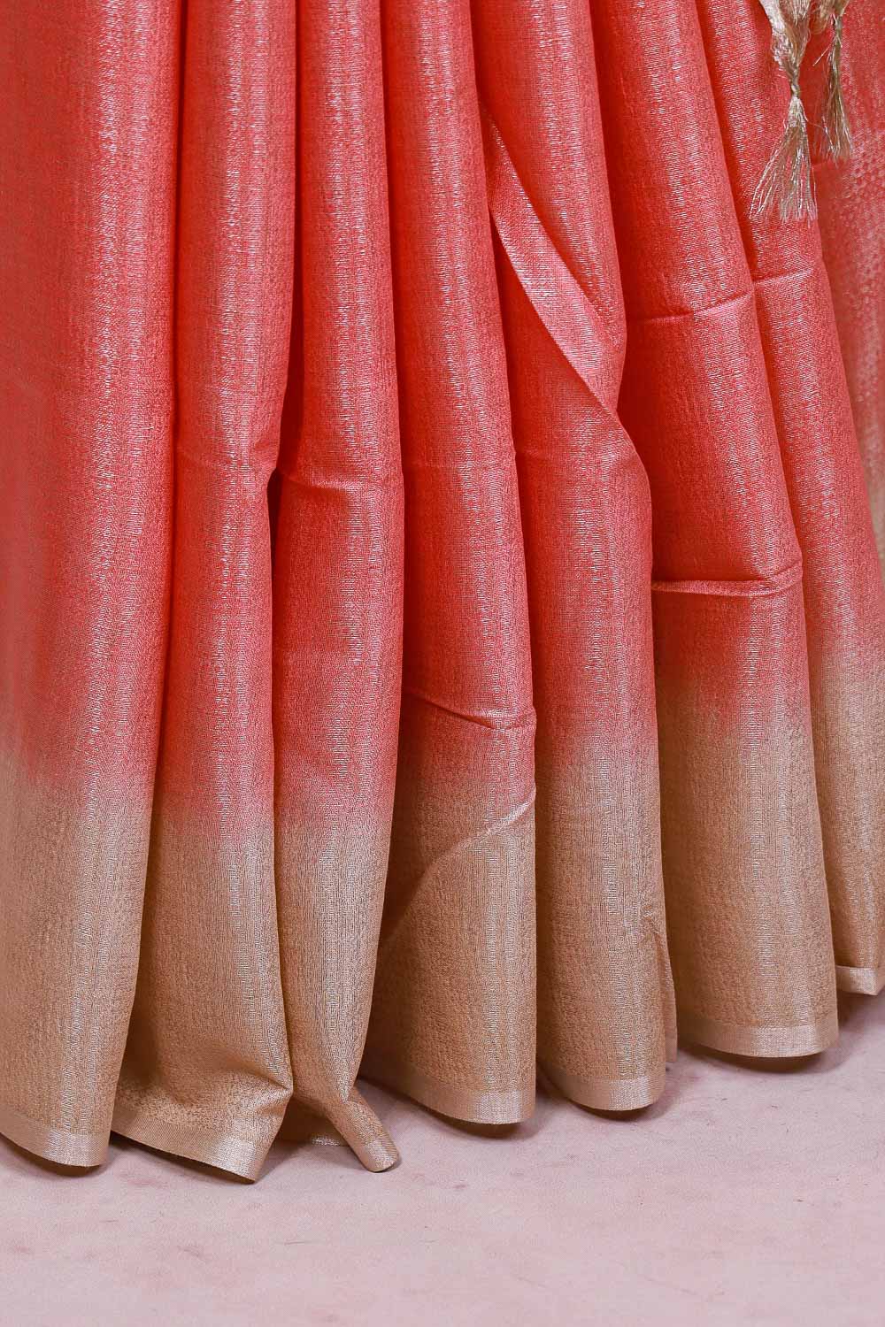 Peach Semi Tussar Saree