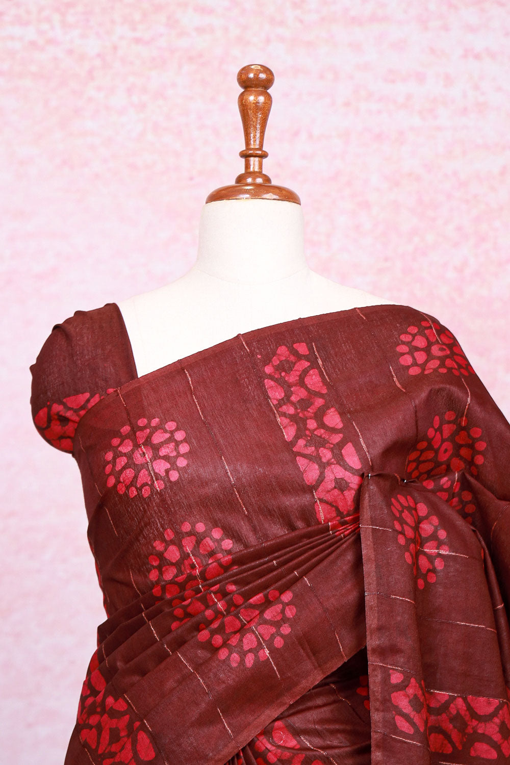 Dark Wine Semi Tussar Saree