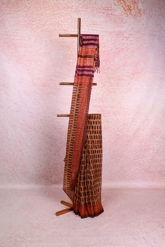 Multi Colour Linen Saree