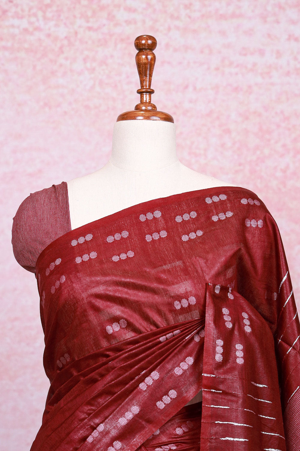 Dark Wine Semi Tussar Saree