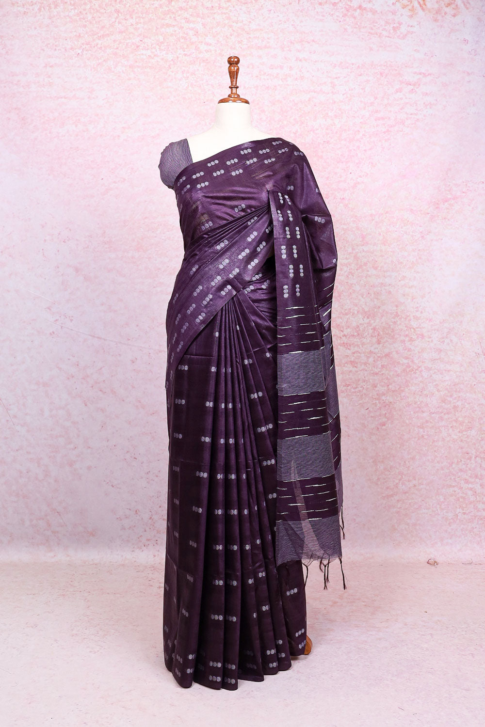 Grape Semi Tussar Saree
