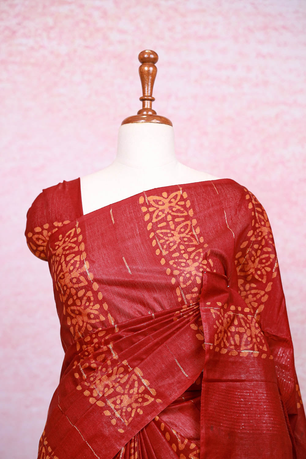 Maroon Semi Tussar Saree