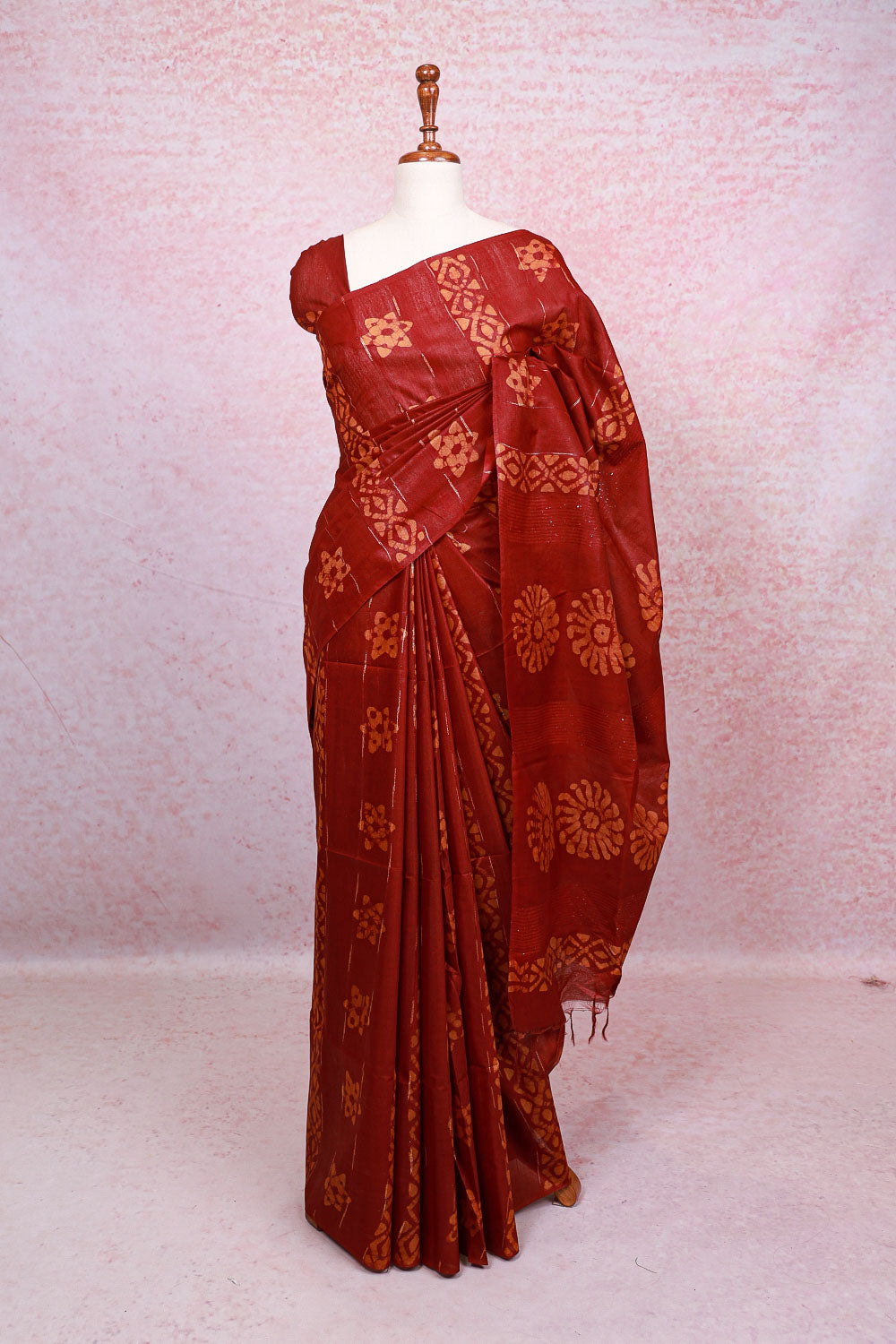 Maroon Semi Tussar Saree - Seematti